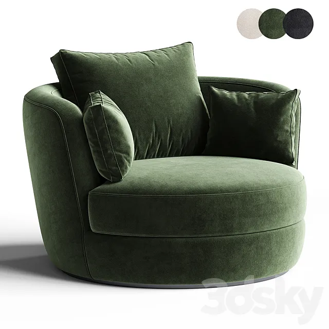 Dahlonega Upholstered Swivel Barrel Chair 3ds Max