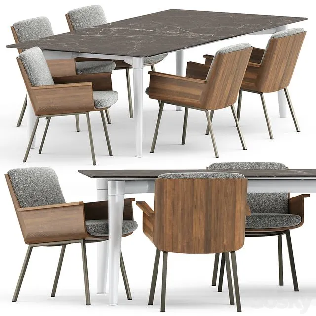 DAIKI OUTDOOR DINING LITTLE ARMCHAIR and PENTHOUSE Table by Minotti 3dsMax Model