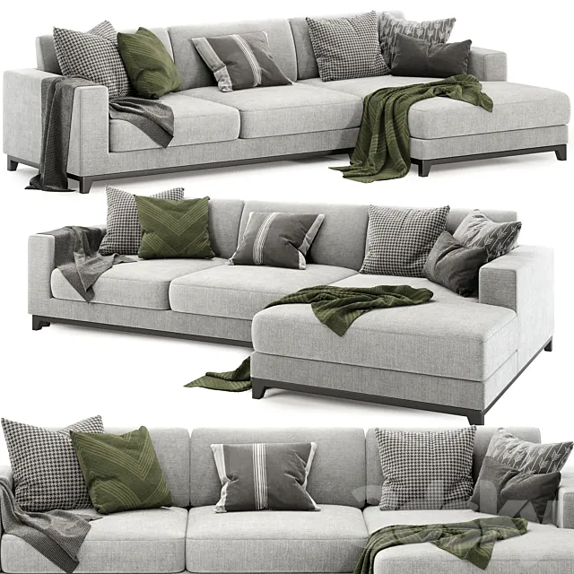 Dallas left 3 seater chaise 3ds Max