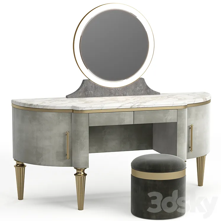 DAME By Longhi dressing table design by Giuseppe Iasparra with Pouf Loft concept Golden Belt 3DS Max