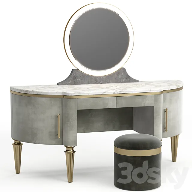 DAME By Longhi dressing table. design by Giuseppe Iasparra with Pouf Loft concept Golden Belt 3DSMax File