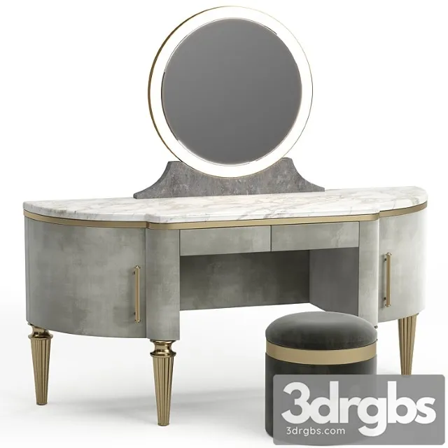 Dame by longhi dressing table, design by giuseppe iasparra with pouf loft concept golden belt