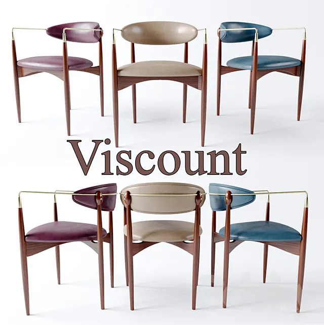 Dan Johnson “Viscount” Brass Accent and Leather Armchair 3ds Max