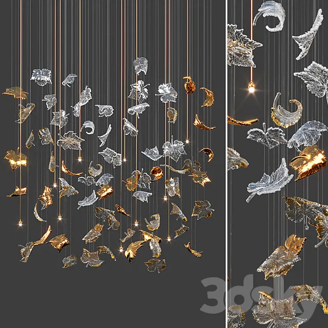 Dancing leaves chandelier 3 3DSMax File