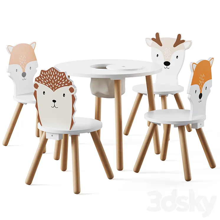 Dandelion Toddler Table & Animal Toddler Chair by Great little 3DS Max