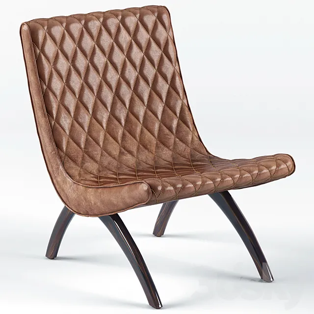 Danforth Mid Century Modern Chestnut Quilted Leather Chair 3ds Max