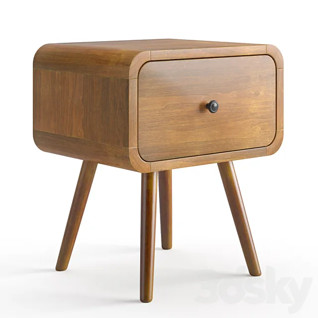 Danish teak bedside table 3DS Max Model