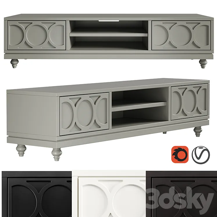 Dantone Home 2-drawer Austin TV Stand 3DS Max