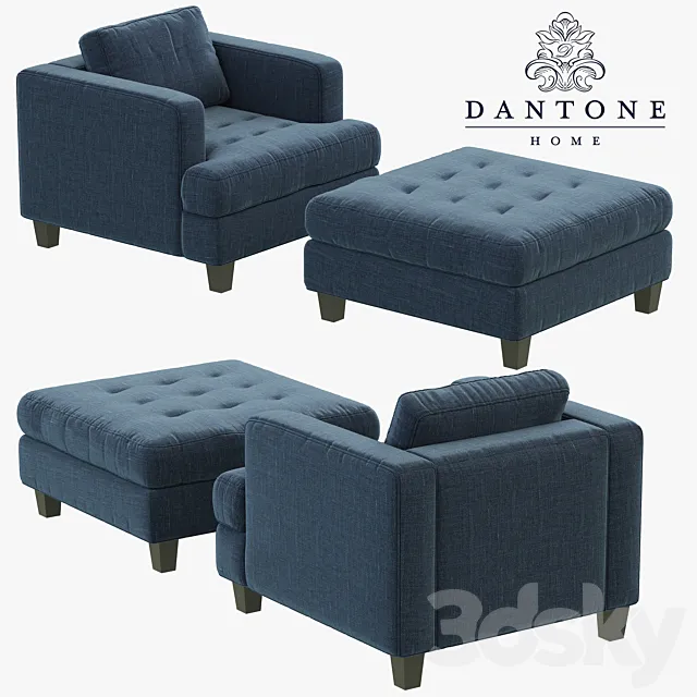 Dantone Home Fleetwood armchair and pouf 3ds Max