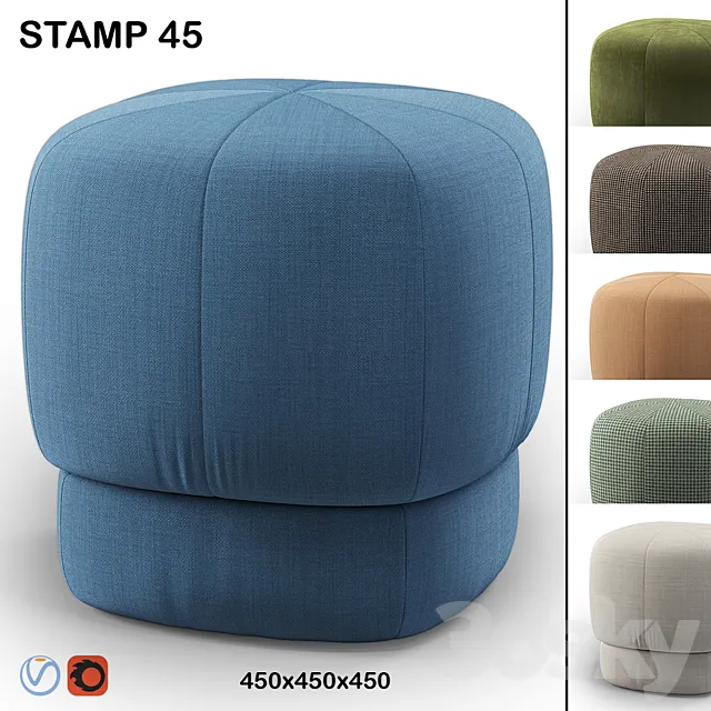 Dantone Pouf Stamp 45 cm 3DS Max Model