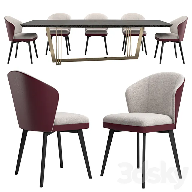 D’ARC table + NELLY by LASKASAS chairs 3DSMax File