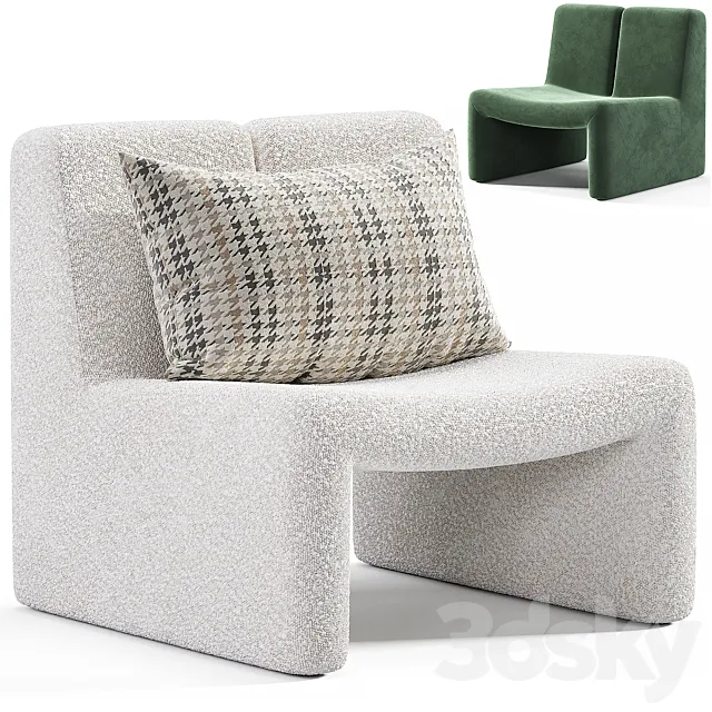 Dario Green Boucle Accent Chair By CB2 3DS Max Model