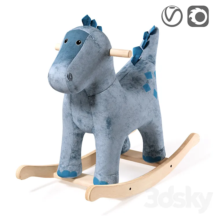 Dark blue dinosaur rocking chair 3DS Max Model