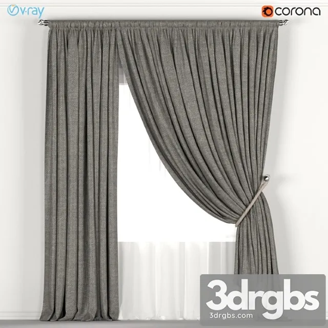 Dark curtains with a garter on the rope and tulle. 3dsmax Download