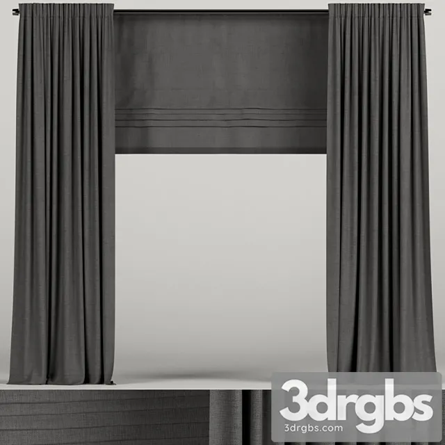 Dark curtains with roman blinds. 3dsmax Download