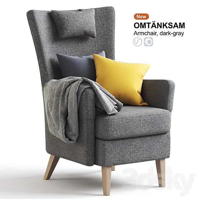 Dark Gray Armchair OMTANKSAM IKEA 3DS Max Model