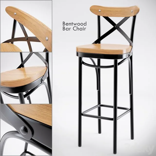 Dark Metal Bar Chair 3dsMax Model