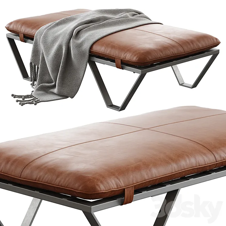 Darrow Tan Leather Ottoman 3DS Max