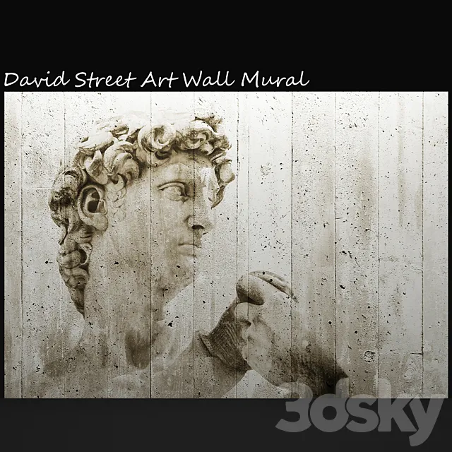 David Street Art Wall Mural. david. mural. painting. concrete. wall 3DSMax File