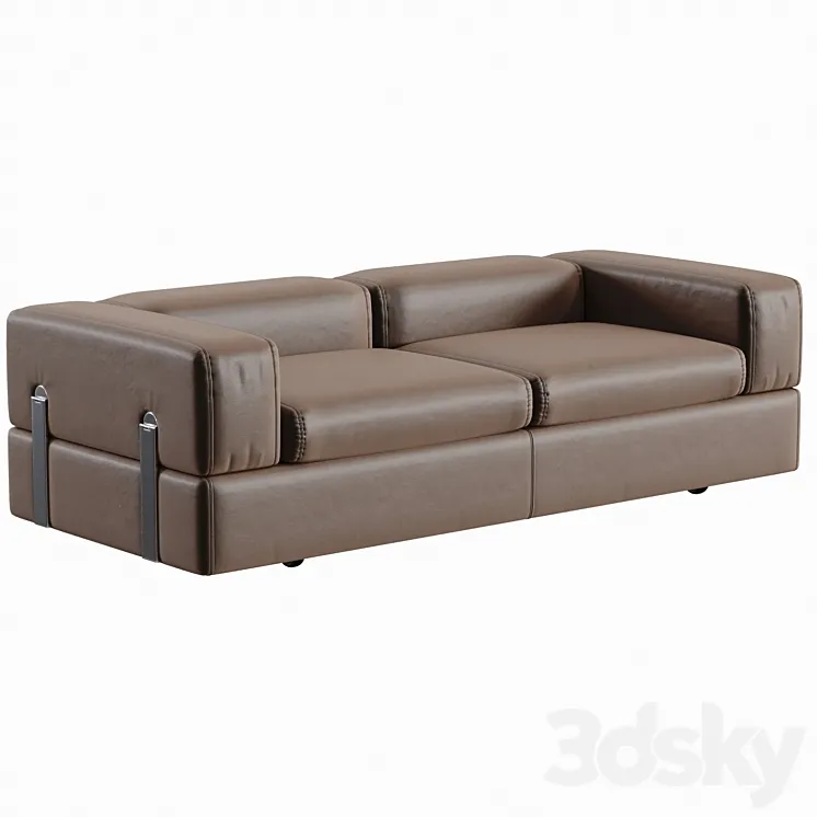 Daybed Sofa 711 by Tito Agnoli for Cinova in Brown Leather 3DS Max Model