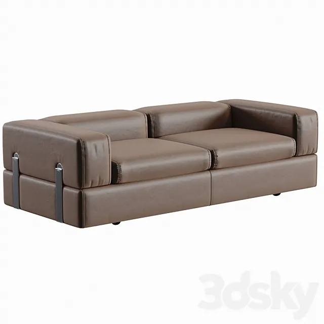 Daybed Sofa 711 by Tito Agnoli for Cinova in Brown Leather 3DSMax File