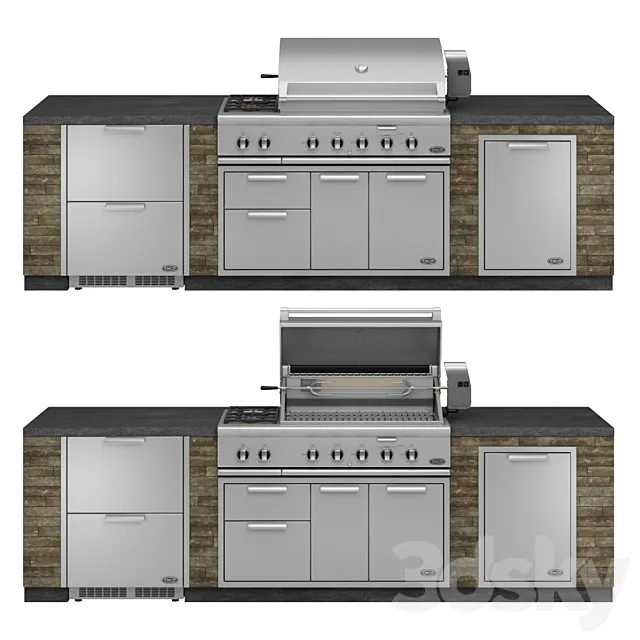 DCS gas grill with Integrated Side Burners 3ds Max