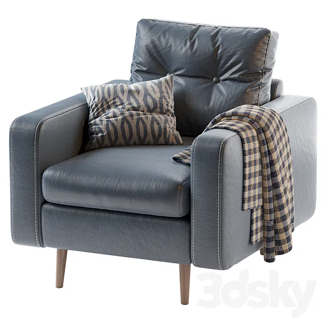 Deans Chair Leather Blue 3DS Max Model