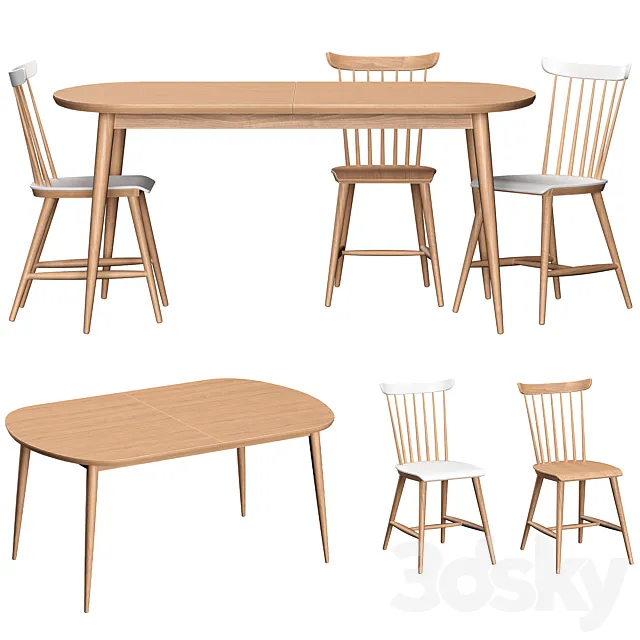 Deauville table and chairs 3ds Max