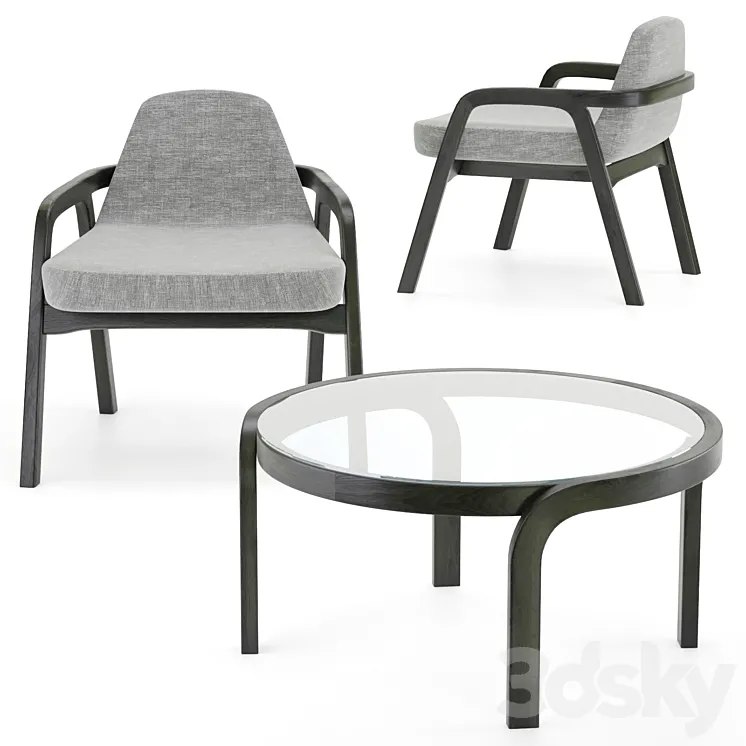 Decanter Lazi Chair & Genea Table by Passoni 3DS Max
