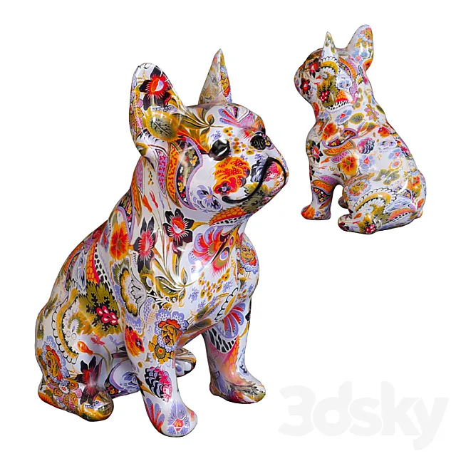 Deco Figure French Bulldog 3ds Max