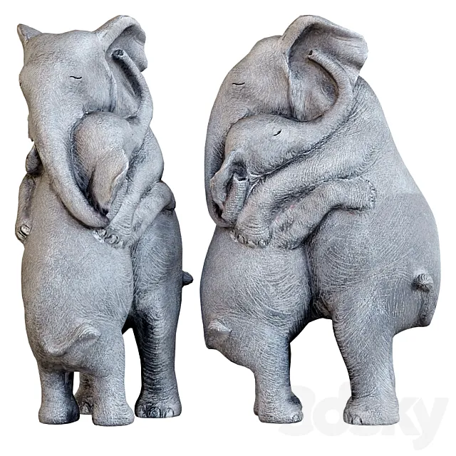 Deco Figurine Elephant Hug 3dsMax Model