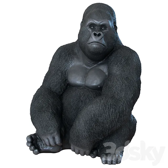 Deco Figurine Monkey Gorilla Side XL 3DSMax File