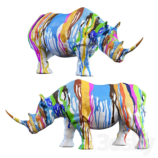 Deco Figurine Rhino Colore 26cm 3ds Max