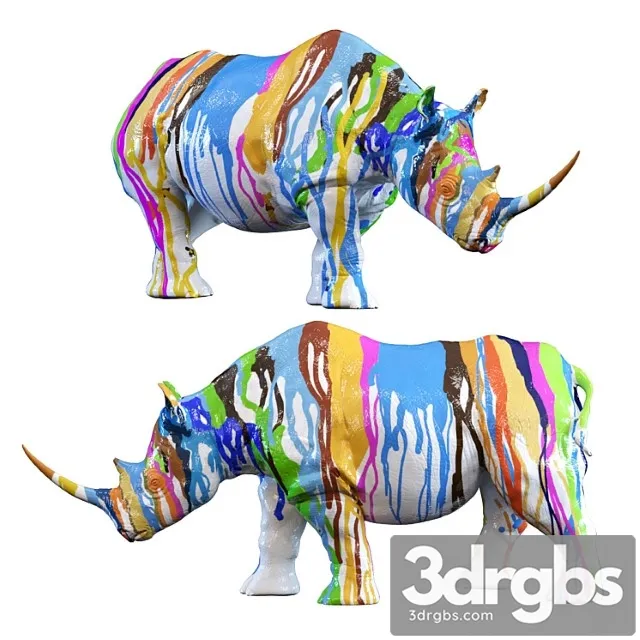 Deco figurine rhino colore 26cm