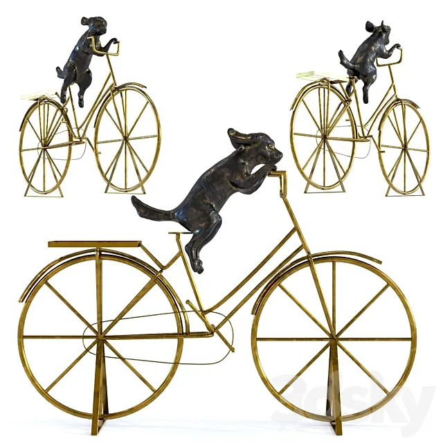 Deco Object Dog With Bicycle 3DSMax File