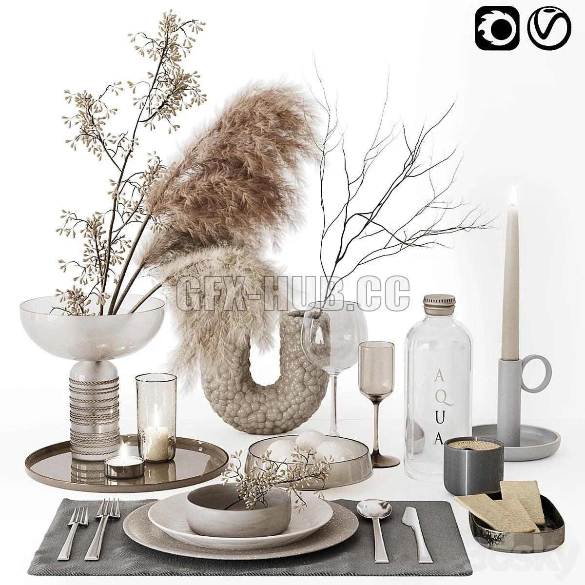 Decor 24 (Vase with Pampas and Eucalyptus) 3dsMax Model