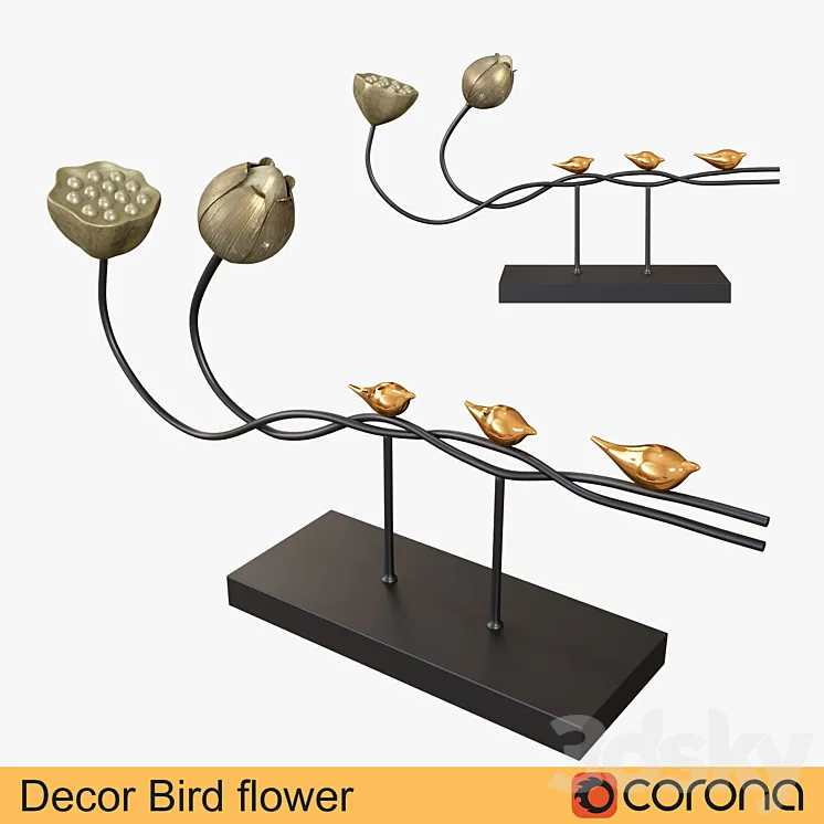 Decor bird flower 3DS Max