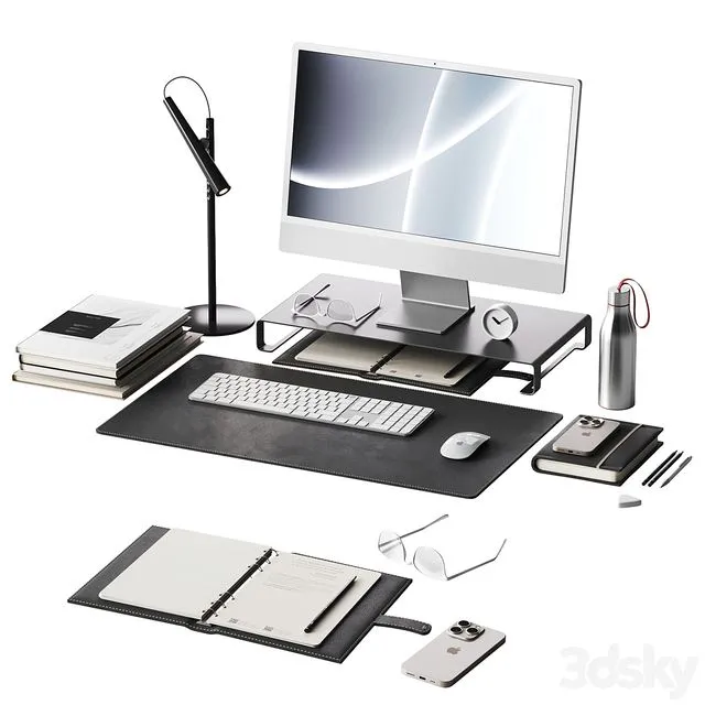 Decor for the workplace with a set of Apple equipment 3dsMax Model