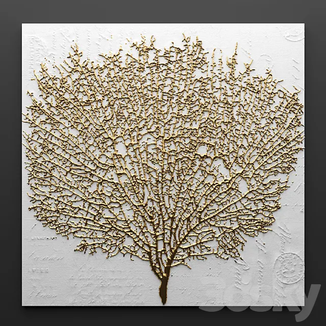 Decor for wall. Panel. 3D coral wall decor picture gold luxury luxury decor marine decor 3DS Max Model