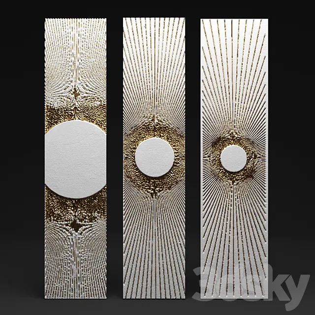 Decor for wall. Panel. 3D. picture. white. gold. luxury decor. wall decor 3DSMax File