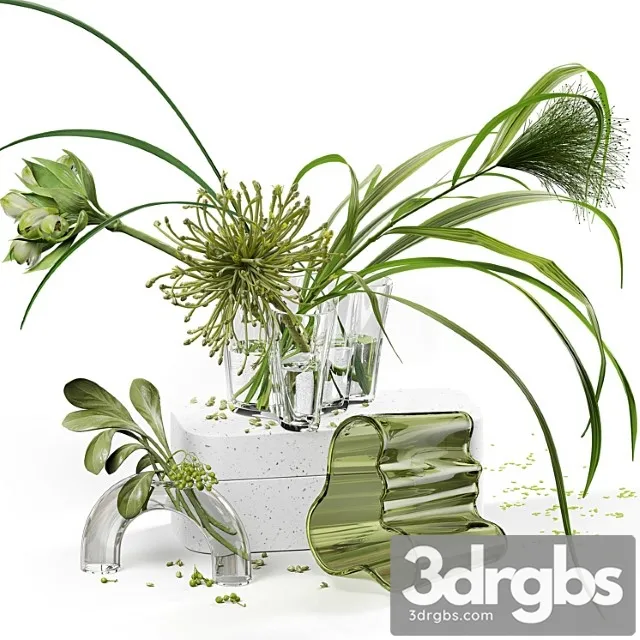 Decor Set 047 With Green Plants Alto Vase 3dsmax Download