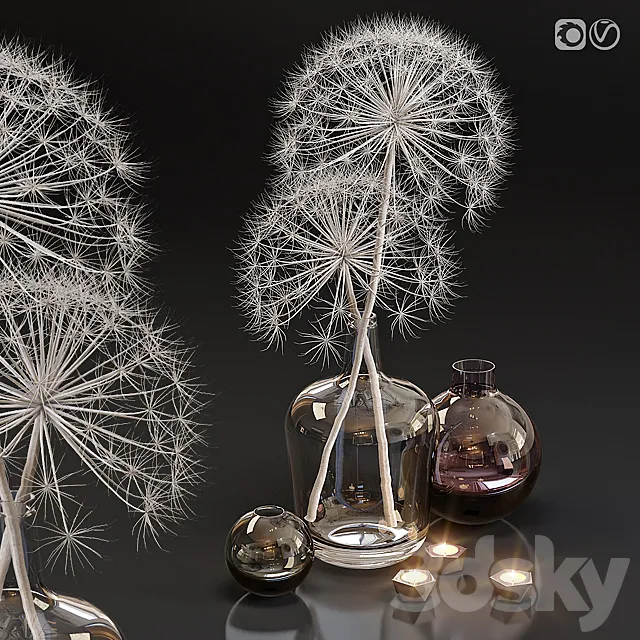 Decor set 13 Heracleum plant white 3DSMax File