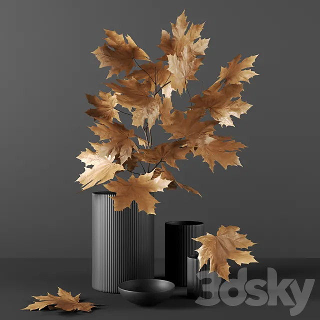 Decor set 9 with Maple Branch 3DSMax File
