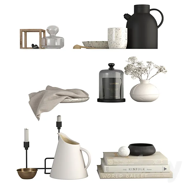 Decor Set Shelves Three 3ds Max