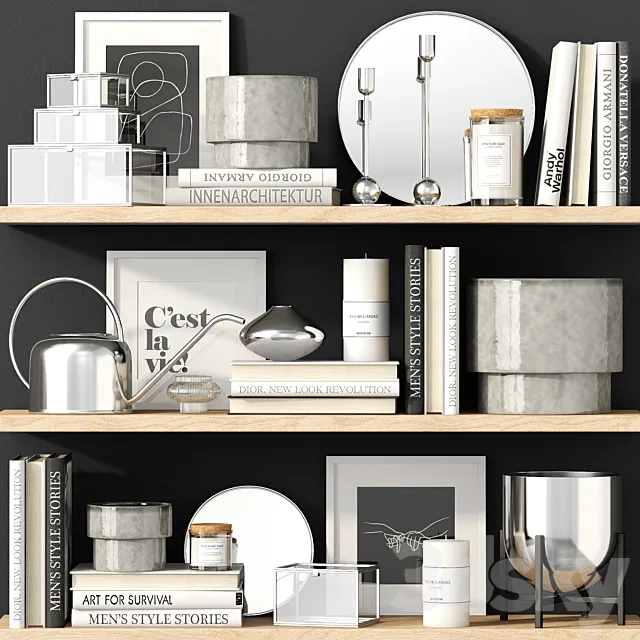 Decor set SILVER 3ds Max