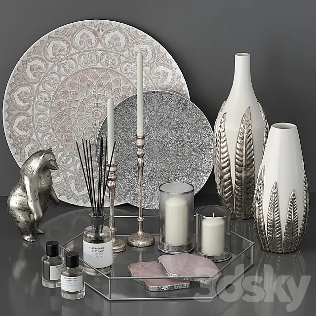 Decor Set Silver 3ds Max
