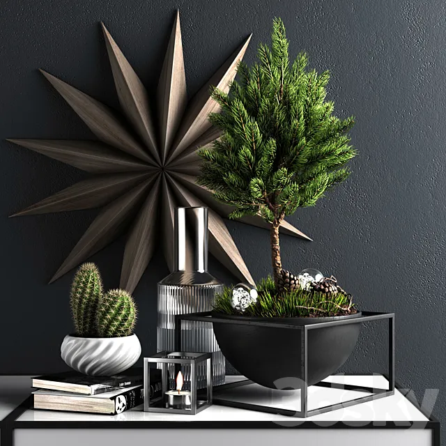 Decor set with pine tree 3DS Max Model