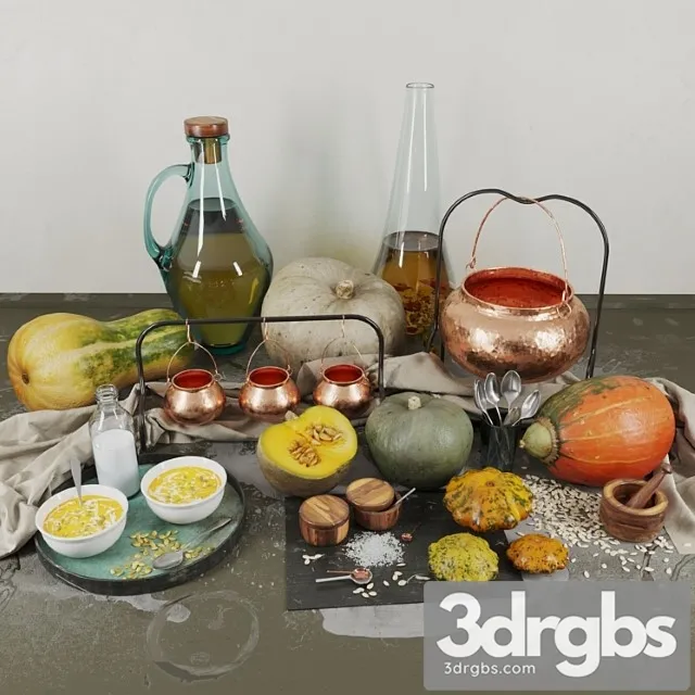 Decor set with pumpkins 3dsmax Download