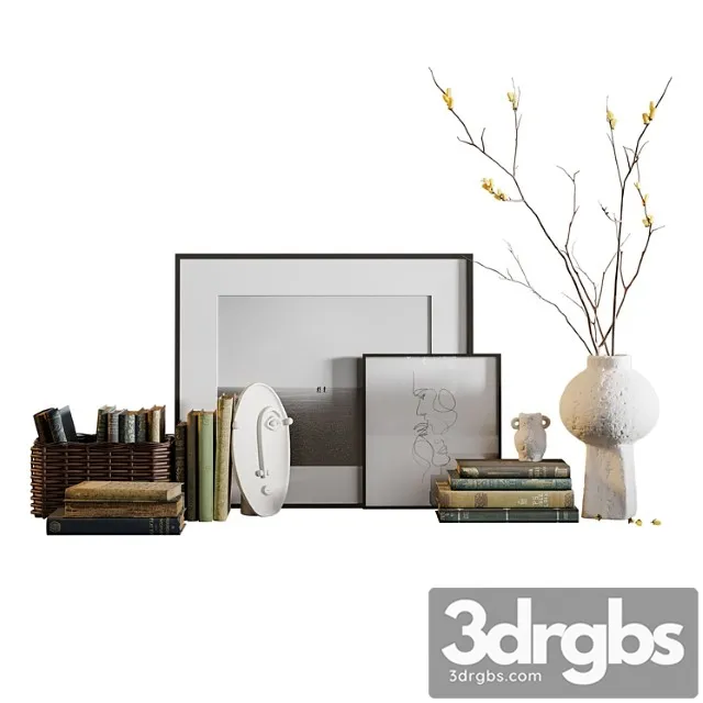 Decor set with vases and books