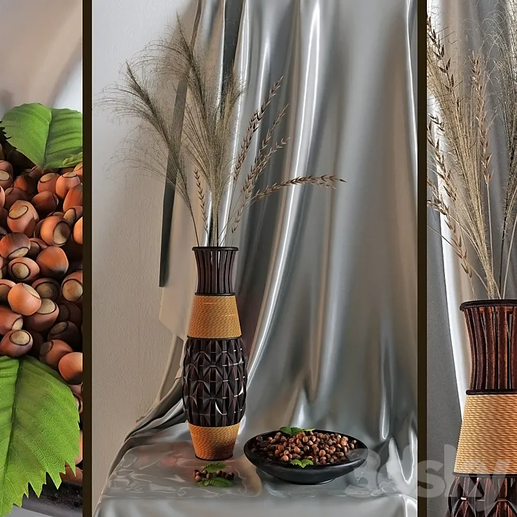 Decor with a vase and nuts 3DS Max